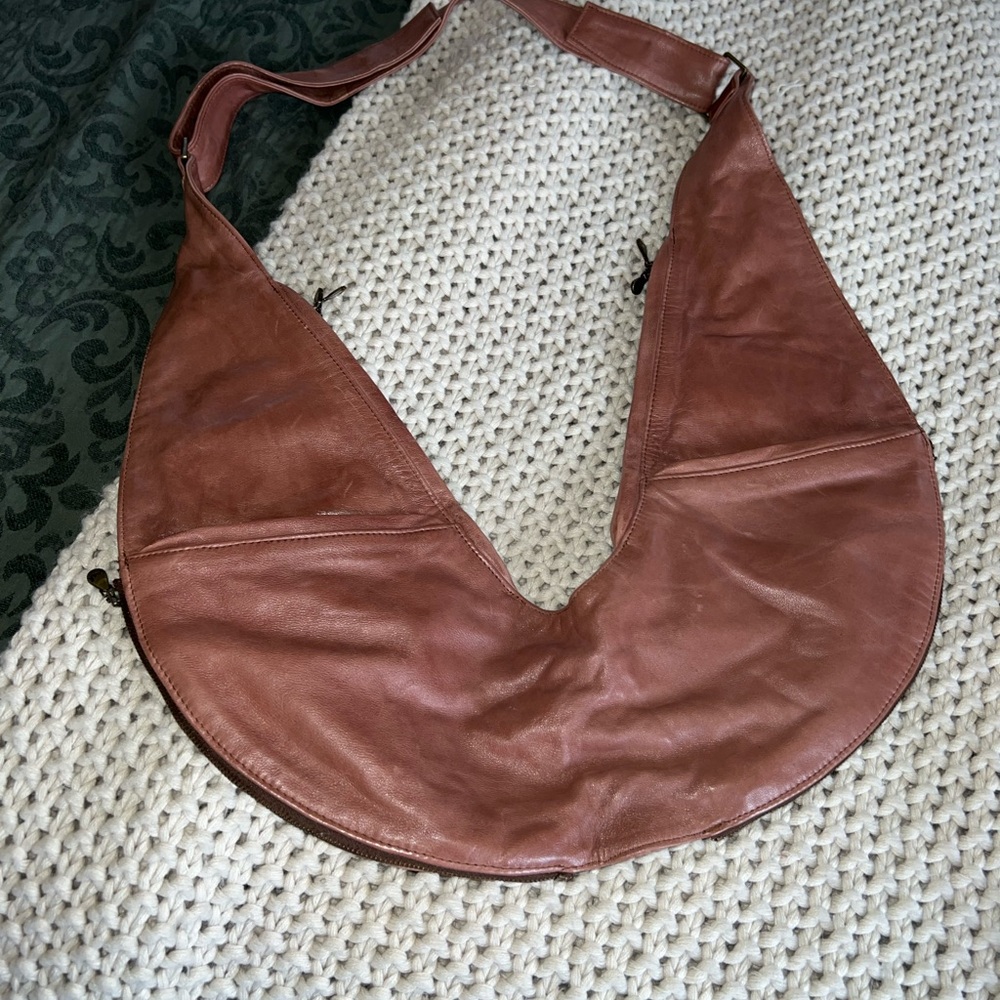 Sash Brown Leather Crossbody Bag Reversable